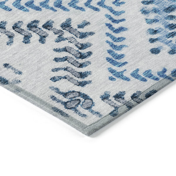 3' X 5' Navy Blue And Denim Blue Geometric Washable Indoor Outdoor Area Rug