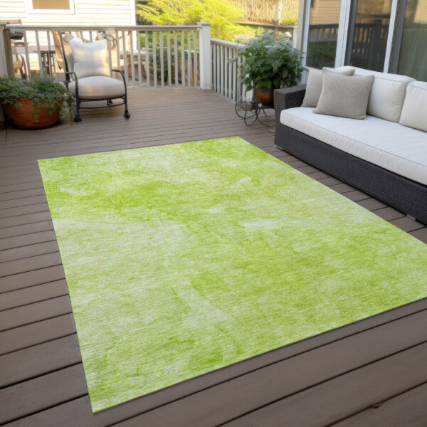 3' X 5' Artichoke Green And Lime Green Nautical Washable Indoor Outdoor Area Rug