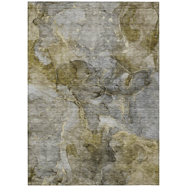 8' X 10' Taupe Brown And Gray Abstract Washable Indoor Outdoor Area Rug