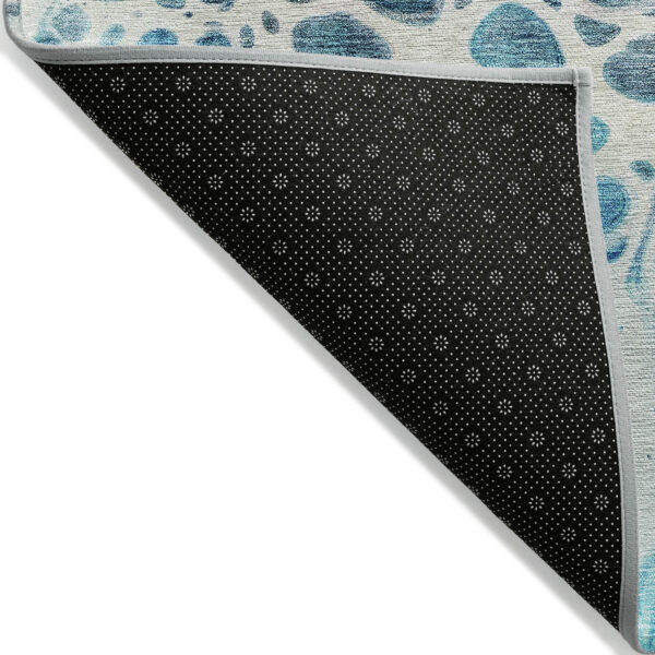 8' X 10' Teal Blue And Navy Blue Nautical Washable Indoor Outdoor Area Rug