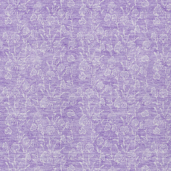 8' X 10' Lilac And Ivory Floral Washable Indoor Outdoor Area Rug