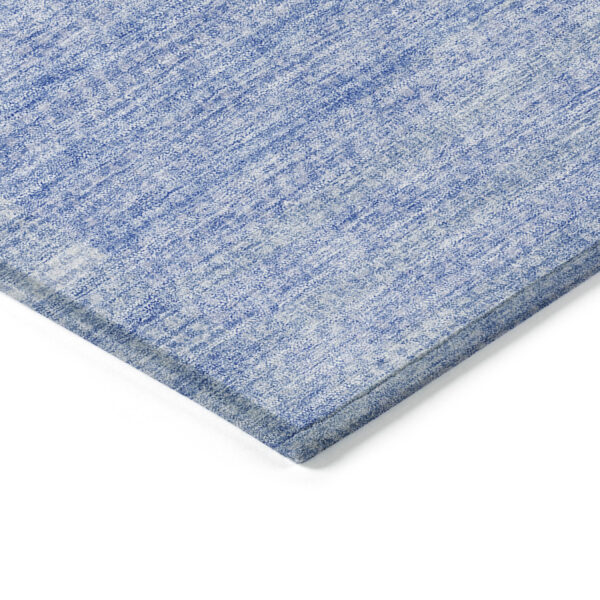 10' X 14' Sky Blue And Denim Blue Striped Washable Indoor Outdoor Area Rug