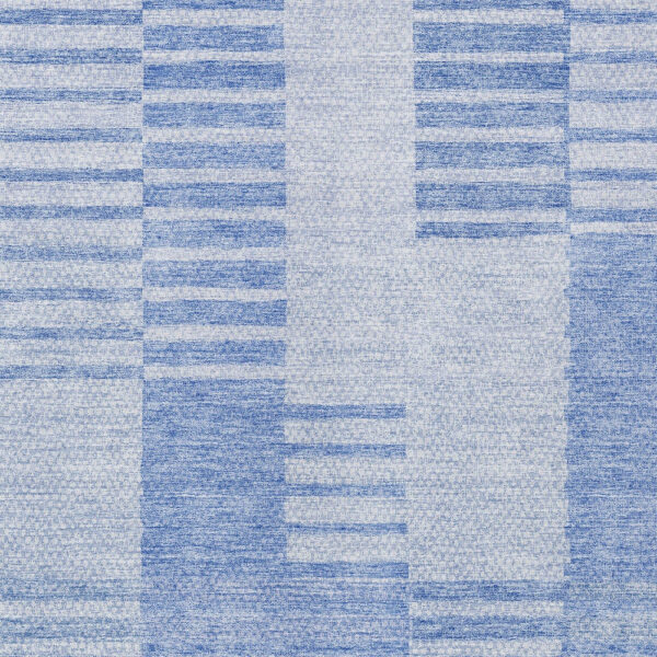 10' X 14' Sky Blue And Denim Blue Striped Washable Indoor Outdoor Area Rug