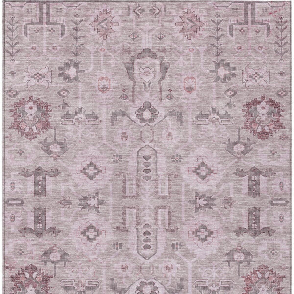 8' X 10' Pink Mauve And Blush Oriental Washable Indoor Outdoor Area Rug