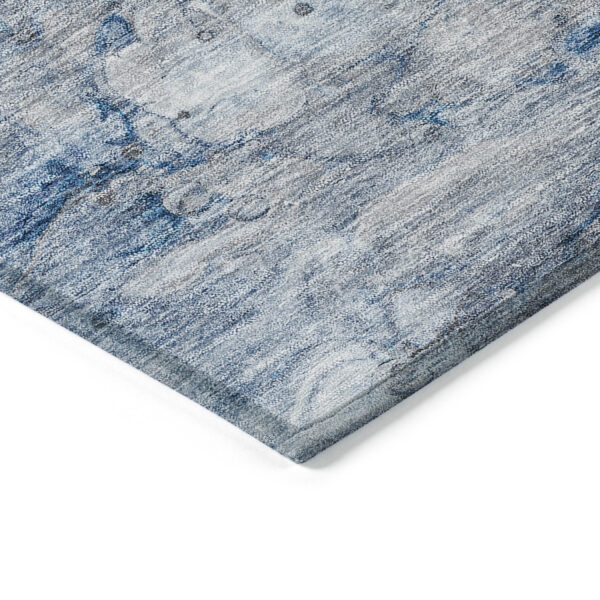 9' X 12' Denim Blue And Sky Blue Abstract Washable Indoor Outdoor Area Rug