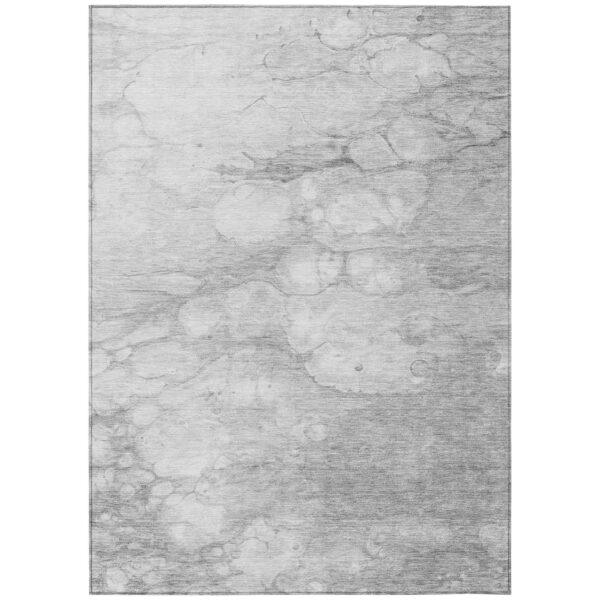 8' X 10' Silver Gray And Ivory Abstract Washable Indoor Outdoor Area Rug