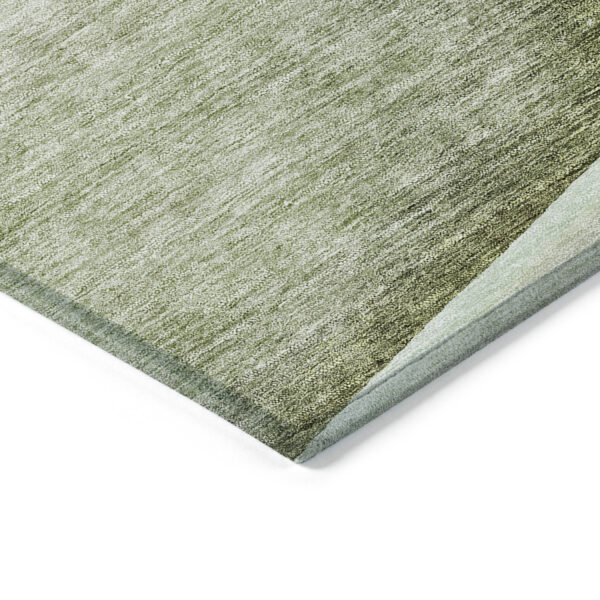 5' X 8' Artichoke Green And Gray Floral Washable Indoor Outdoor Area Rug