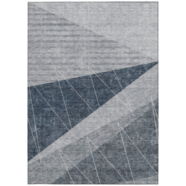 5' X 8' Charcoal Gray And Silver Geometric Washable Indoor Outdoor Area Rug