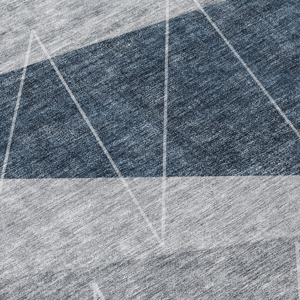 5' X 8' Charcoal Gray And Silver Geometric Washable Indoor Outdoor Area Rug