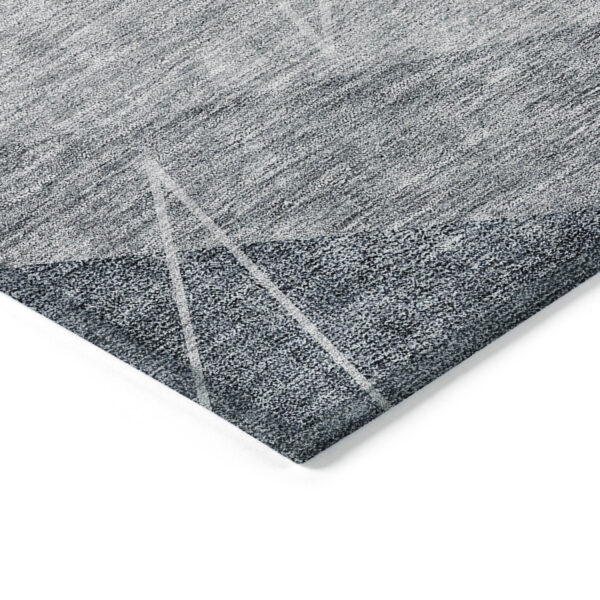 5' X 8' Charcoal Gray And Silver Geometric Washable Indoor Outdoor Area Rug