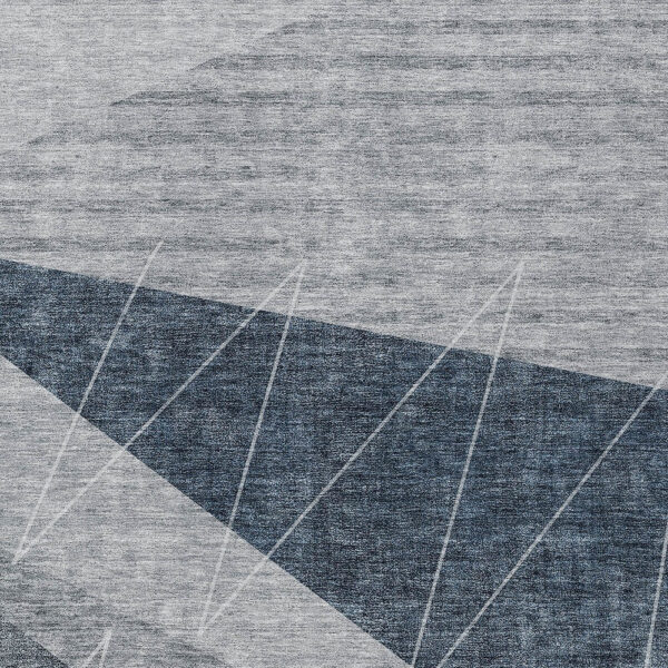 5' X 8' Charcoal Gray And Silver Geometric Washable Indoor Outdoor Area Rug
