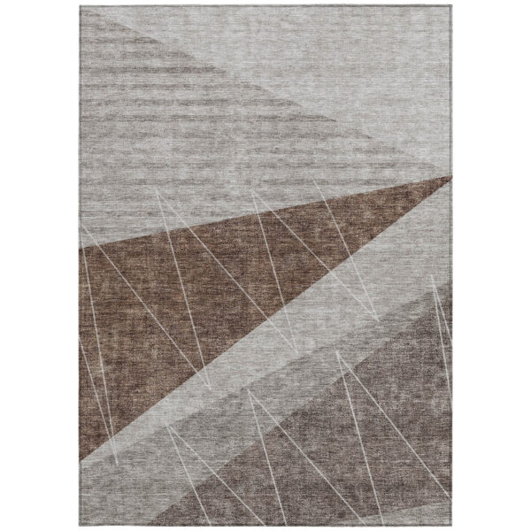 9' X 12' Gray Silver And Taupe Geometric Washable Indoor Outdoor Area Rug