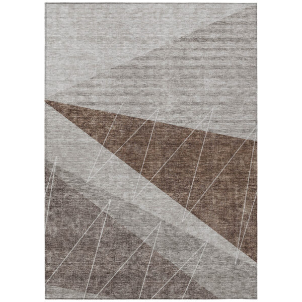 9' X 12' Gray Silver And Taupe Geometric Washable Indoor Outdoor Area Rug