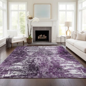 10' X 14' Eggplant Purple And Lavender Abstract Washable Indoor Outdoor Area Rug