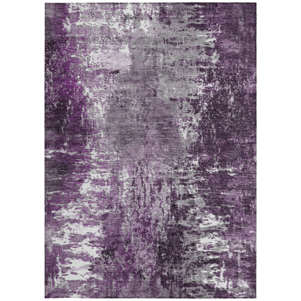10' X 14' Eggplant Purple And Lavender Abstract Washable Indoor Outdoor Area Rug