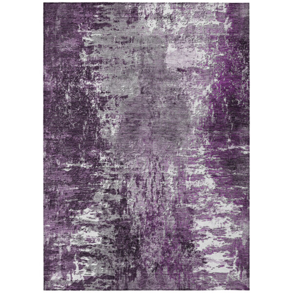 10' X 14' Eggplant Purple And Lavender Abstract Washable Indoor Outdoor Area Rug
