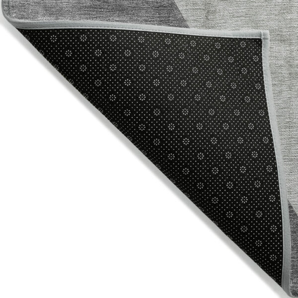 5' X 8' Sage Green And Charcoal Abstract Washable Indoor Outdoor Area Rug