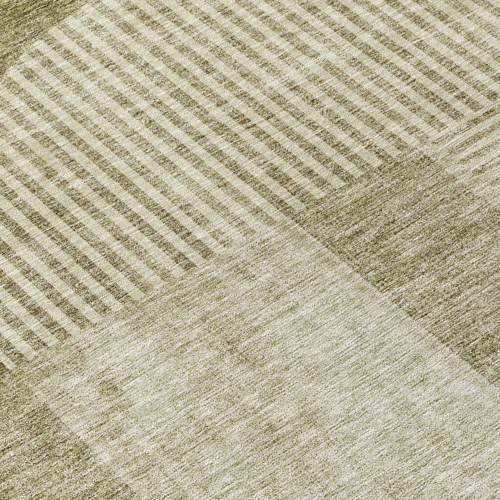 8' Taupe Beige And Tan Round Geometric Washable Indoor Outdoor Area Rug