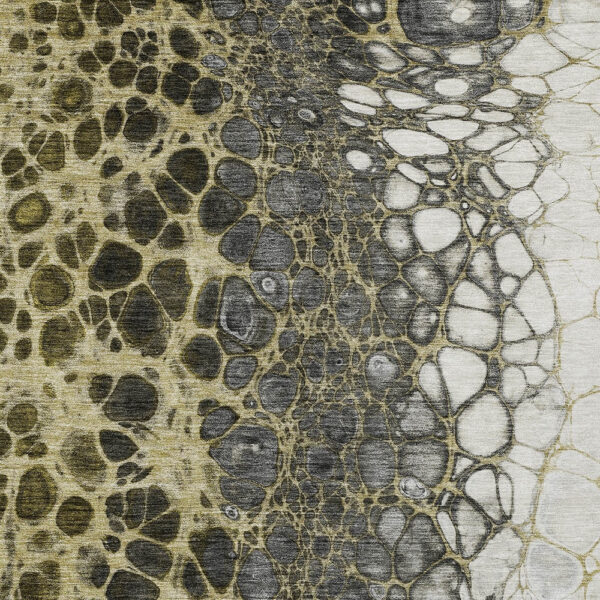 9' X 12' Beige Taupe And Chocolate Abstract Washable Indoor Outdoor Area Rug
