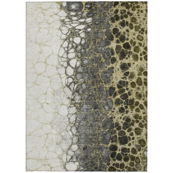 9' X 12' Beige Taupe And Chocolate Abstract Washable Indoor Outdoor Area Rug