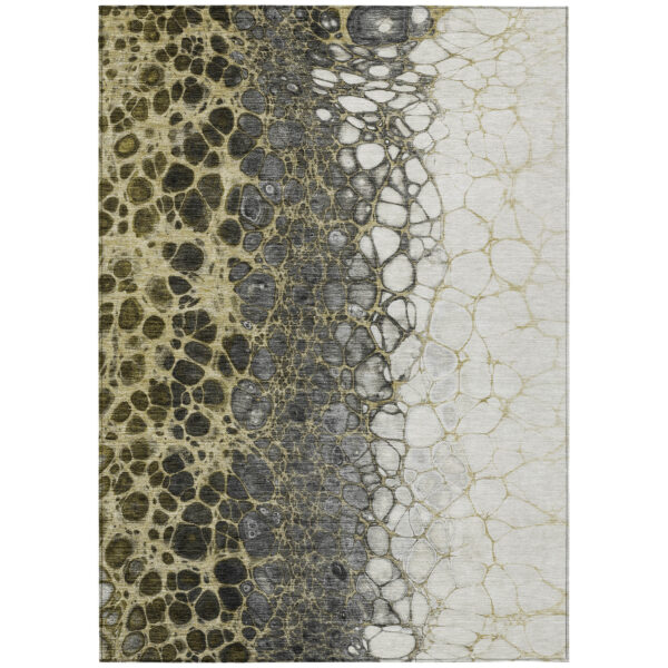 9' X 12' Beige Taupe And Chocolate Abstract Washable Indoor Outdoor Area Rug