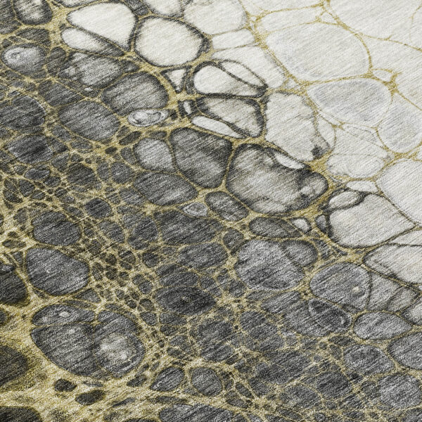 9' X 12' Beige Taupe And Chocolate Abstract Washable Indoor Outdoor Area Rug