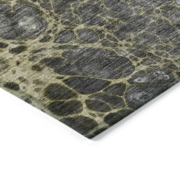 9' X 12' Beige Taupe And Chocolate Abstract Washable Indoor Outdoor Area Rug