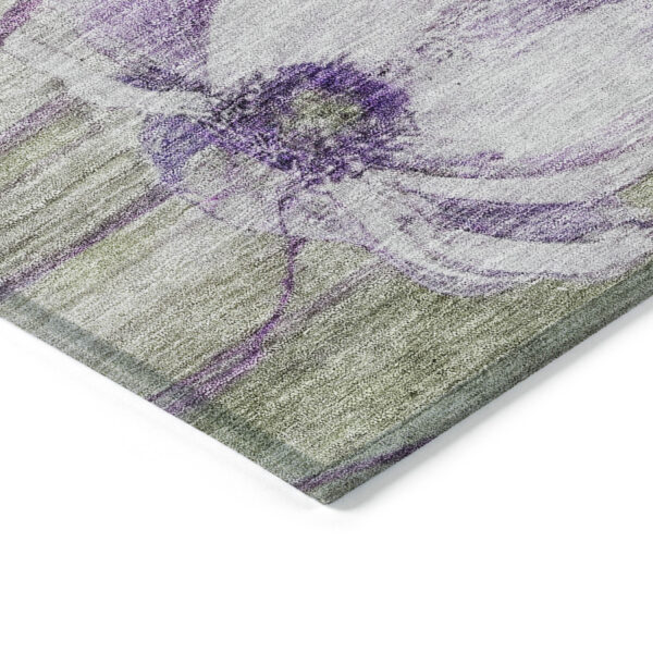 10' X 14' Purple And Lavender Floral Washable Indoor Outdoor Area Rug