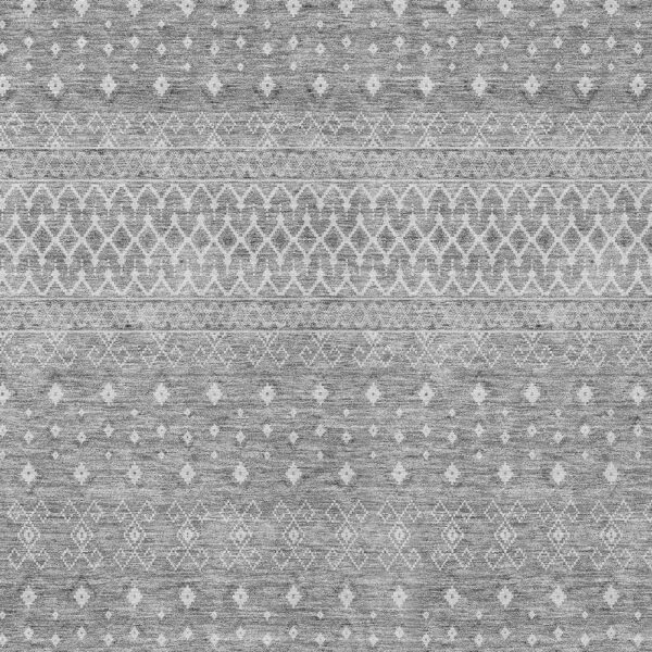 5' X 8' Silver Gray And Ivory Tribal Washable Indoor Outdoor Area Rug