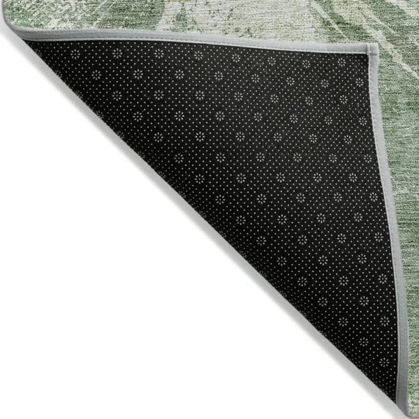 8' Fern Green And Artichoke Green Round Abstract Washable Indoor Outdoor Area Rug