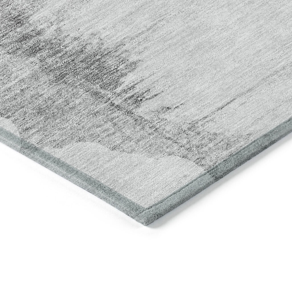 5' X 8' Silver Gray And Pewter Abstract Washable Indoor Outdoor Area Rug