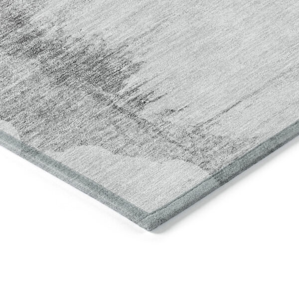 5' X 8' Silver Gray And Pewter Abstract Washable Indoor Outdoor Area Rug