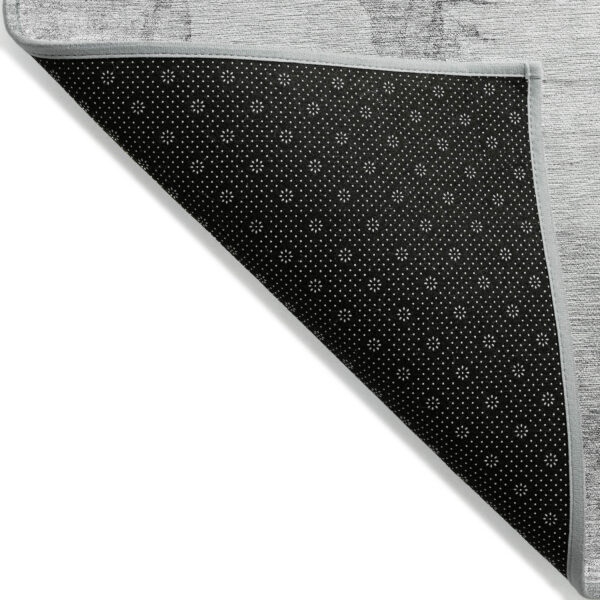 5' X 8' Silver Gray And Pewter Abstract Washable Indoor Outdoor Area Rug