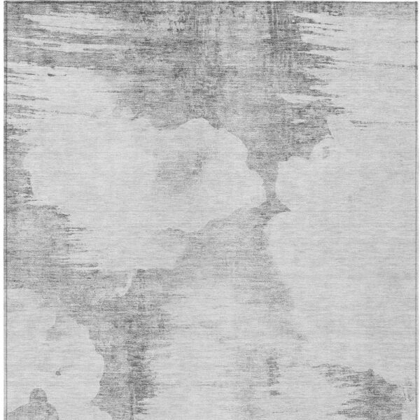 5' X 8' Silver Gray And Pewter Abstract Washable Indoor Outdoor Area Rug
