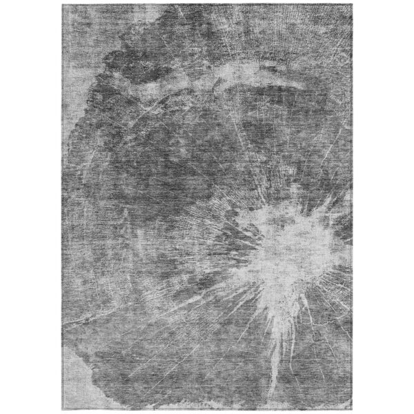 3' X 5' Gray Charcoal And Silver Abstract Washable Indoor Outdoor Area Rug