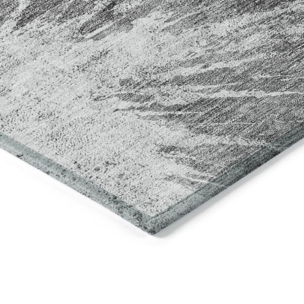 3' X 5' Gray Charcoal And Silver Abstract Washable Indoor Outdoor Area Rug