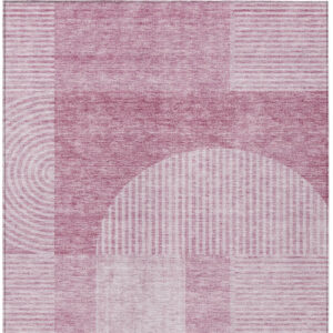 5' X 8' Blush Pink And Mauve Geometric Washable Indoor Outdoor Area Rug