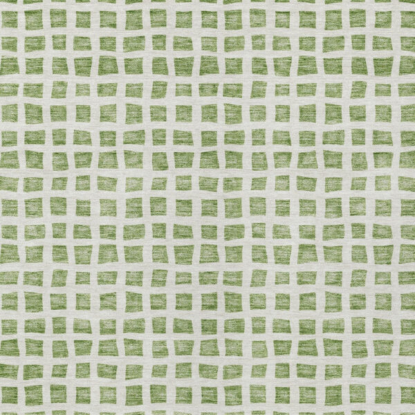 5' X 8' Artichoke Green And Ivory Geometric Washable Indoor Outdoor Area Rug
