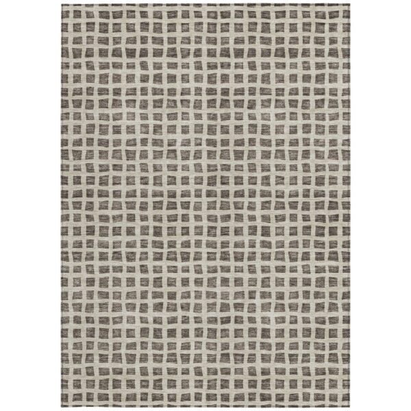 10' X 14' Brown Taupe And Ivory Geometric Washable Indoor Outdoor Area Rug