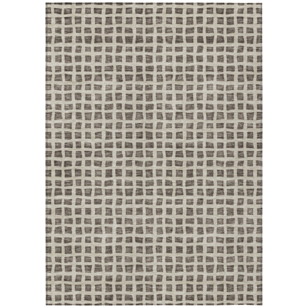 10' X 14' Brown Taupe And Ivory Geometric Washable Indoor Outdoor Area Rug