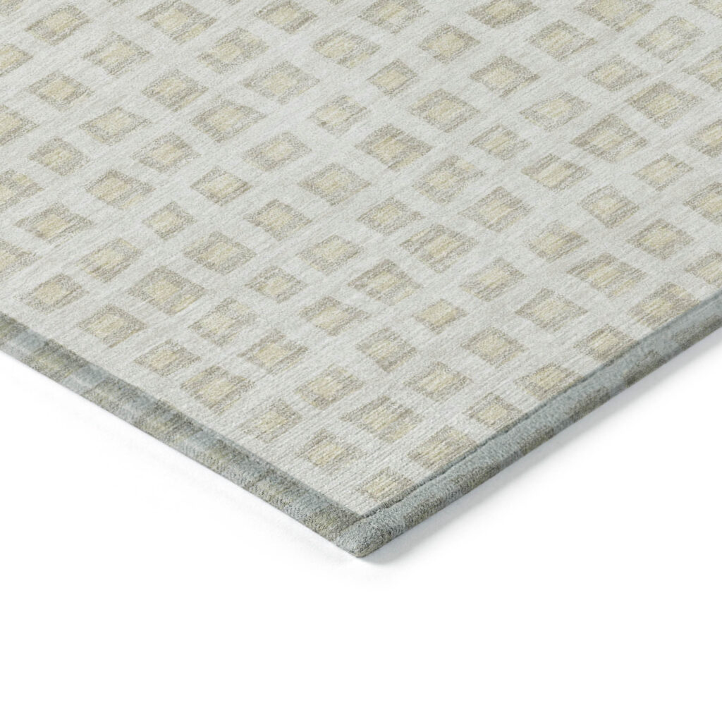 8' X 10' Ivory And Beige Geometric Washable Indoor Outdoor Area Rug