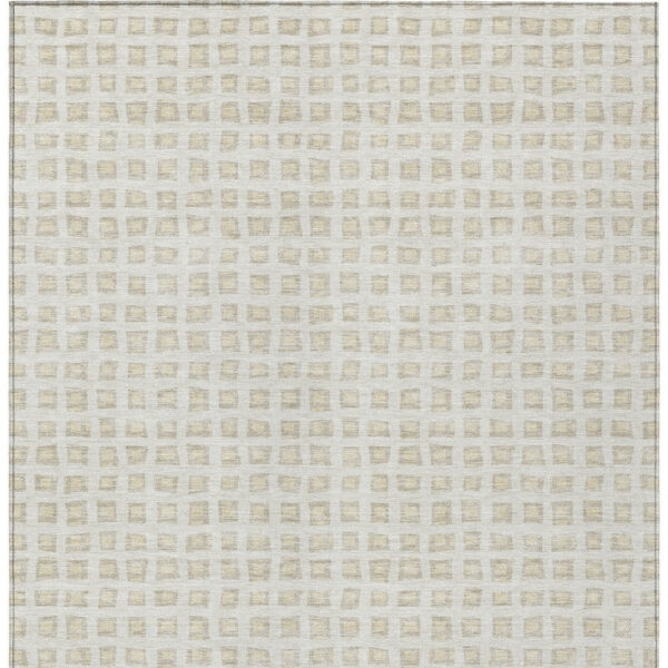 8' X 10' Ivory And Beige Geometric Washable Indoor Outdoor Area Rug