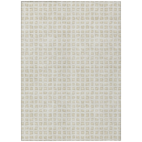 8' X 10' Ivory And Beige Geometric Washable Indoor Outdoor Area Rug