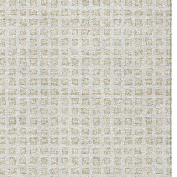 8' X 10' Ivory And Beige Geometric Washable Indoor Outdoor Area Rug