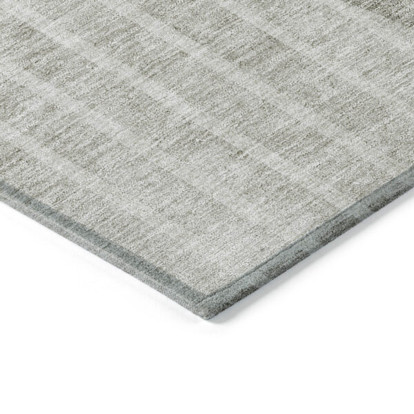 8' Taupe Beige And Ivory Round Striped Washable Indoor Outdoor Area Rug