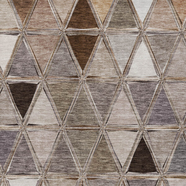 5' X 8' Brown Beige And Khaki Geometric Washable Indoor Outdoor Area Rug