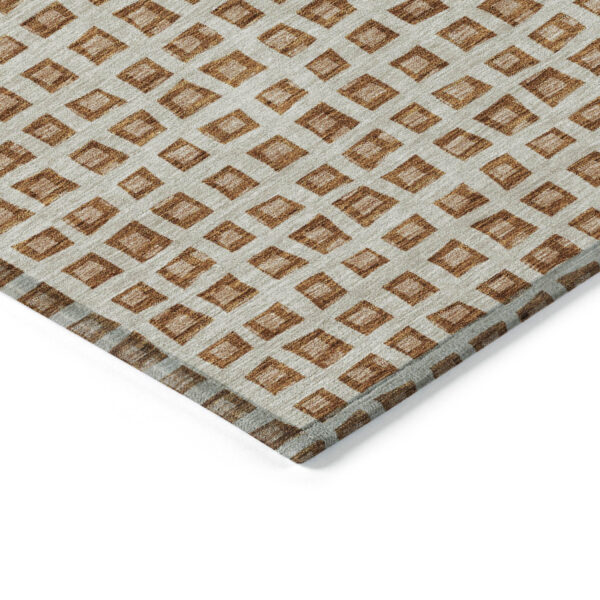 8' Orange Beige And Copper Round Geometric Washable Indoor Outdoor Area Rug