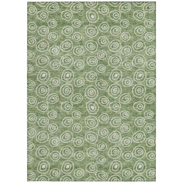 8' X 10' Green And Ivory Geometric Washable Indoor Outdoor Area Rug