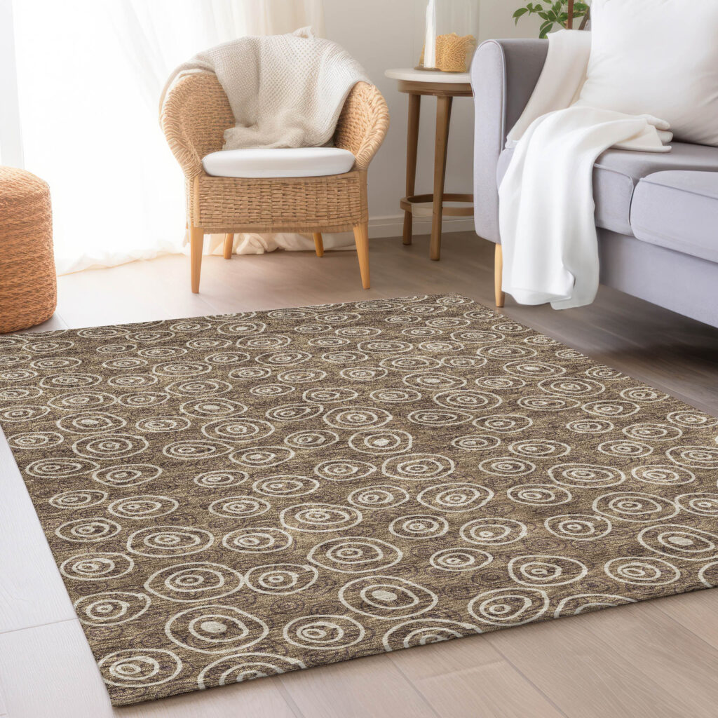 10' X 14' Brown Taupe And Beige Geometric Washable Indoor Outdoor Area Rug