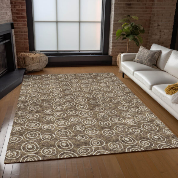 10' X 14' Brown Taupe And Beige Geometric Washable Indoor Outdoor Area Rug